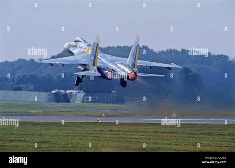 Ukrainian Air Force Su 27 Flanker Fighter Aircraft Is Taking Off Stock