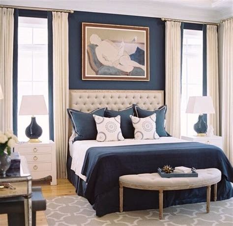 Navy Blue And Beige Lovely Color Combo For A Bedroom