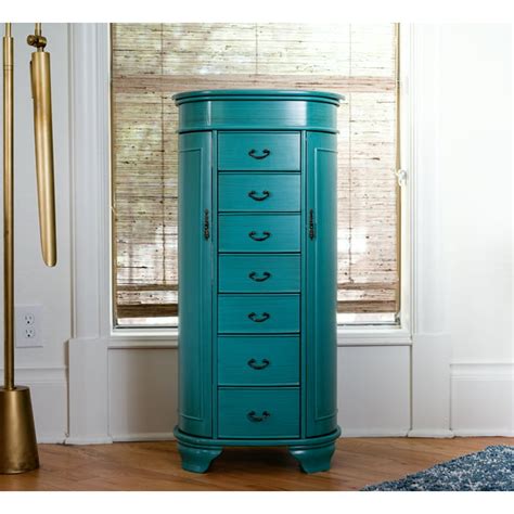 Hives And Honey Daley Oval Standing Jewelry Armoire Turquoise Walmart