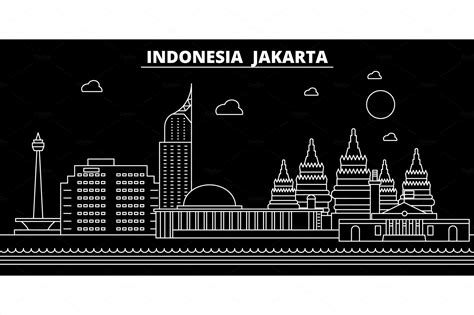 Jakarta Silhouette Skyline Indonesia Jakarta Vector City Indonesian