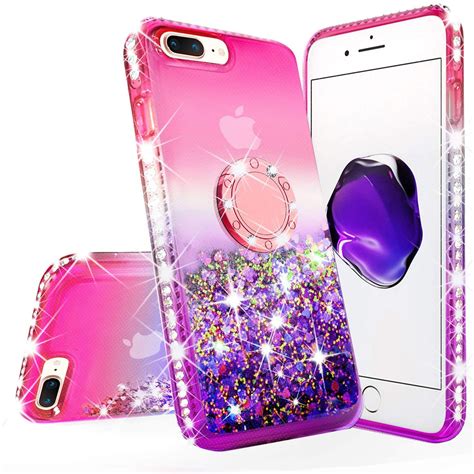 Iphone 7 Case Iphone 8 Case Liquid Floating Quicksand Glitter Phone Case Girls Kickstand Bling