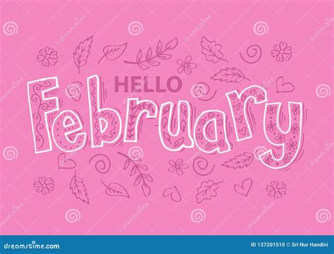 Hello February Hand Lettering Stock Illustration Illustration Of