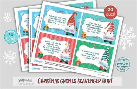 Christmas Scavenger Hunt Clue Cards / Christmas Treasure Hunt - Etsy