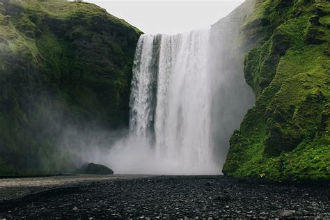 Hd Wallpaper Scenery Of Waterfalls River Outdoors Iceland Cliff