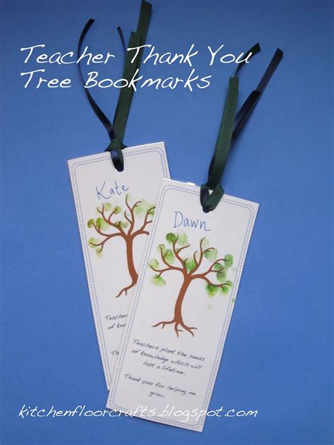 White ivory on the back. Kitchen Floor Crafts: Teacher Thank You Tree Bookmarks ...