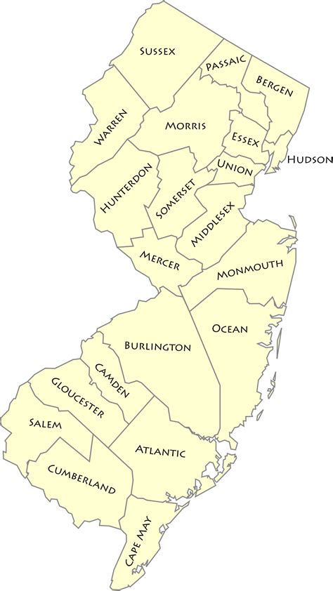 List Of Counties In New Jersey Wikipedia