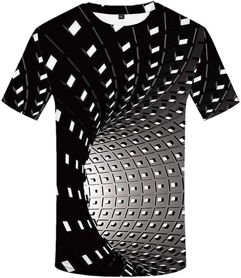 Buy Kyku Men Psychedelic Shirt D Optical Illusion T Shirt Black And White Geometry Swirl