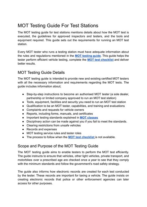 Ppt Mot Testing Guide For Test Stationsdocx Powerpoint Presentation