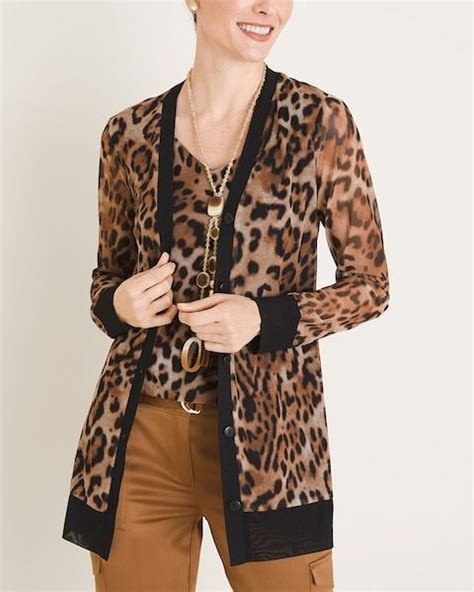 Chicos Womens Animal Print Mesh Cardigan Mesh Cardigan Classic