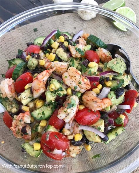 Combine all of the salad ingredients in a large bowl. Cilantro Lime Shrimp and Avocado Salad | Recipe | Cilantro ...