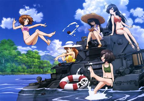 Wallpaper Anime Girls Water Cartoon Tank Cleavage