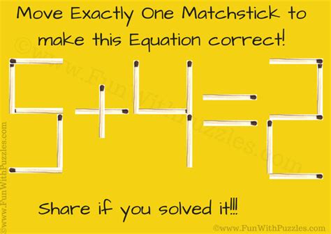 Simple Matchstick Math Riddle And Answer Brain Teasers