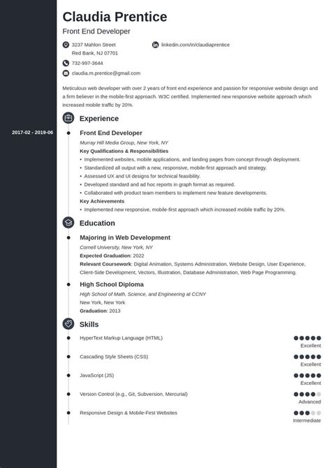 Front end developer with 5 plus years of experience in the finance domain, experience in full stack hand code experience in web and mobile applications development using an array of technologies like html/html5, css2. front end developer resume example template concept ...