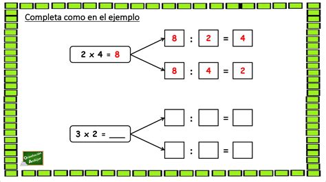 Fichas Matemáticas Relación Entre La Multiplicación Y La División