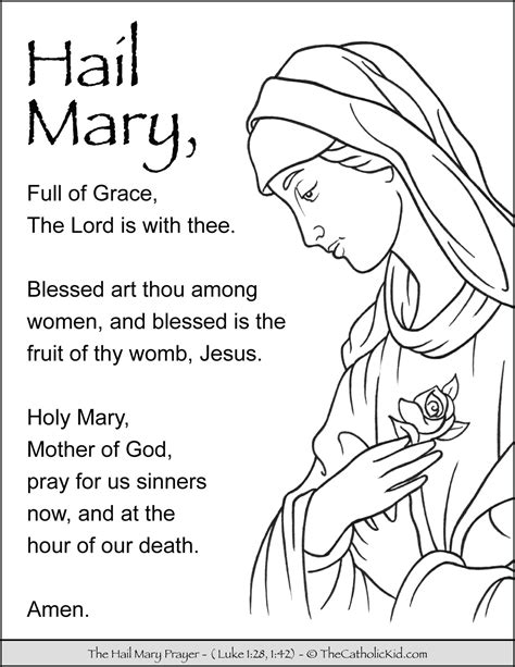 See more ideas about jesus coloring pages, coloring pages, catholic coloring. Hail Mary Prayer Coloring Page 2 - TheCatholicKid.com