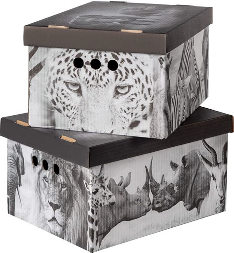 Pack Of 2 Decorative Storage Boxes With Lids Home Office Bedroom