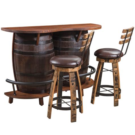 Jack Daniels Barrel Table And Bar Stools 5 Pc Set Stewart Roth Furniture