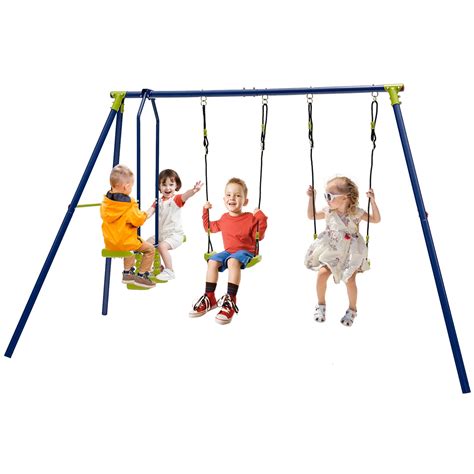 Infans 440 Lbs Swing Set 2 In 1 Kids Swing Stand Wtwo Swings And One