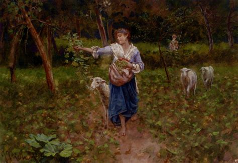 Grazie a dalbono entrò in contatto con la scuola di portici e. Michetti Francesco Paolo A Shepherdess In A Pastoral ...