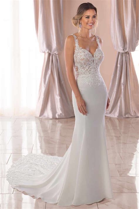 Stella York 6834 Sexy Wedding Dress With Sheer Open Back Taffeta And Lace