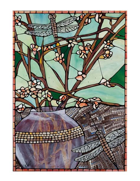 Dragonflies Stained Glass Art Illustration Painting Dragonfly Art
