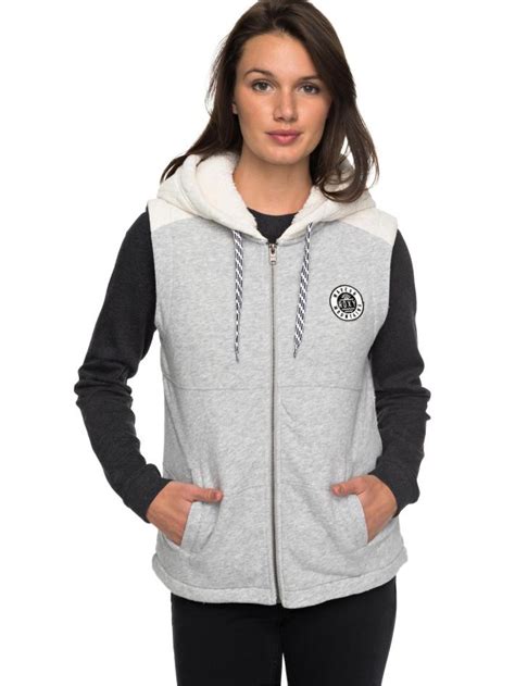 Grey Womens Roxy Hoodies Jumpers And Knitwear Mountain Stars Quilted