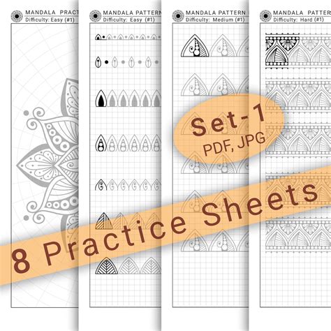 8 Mandala Practice Sheets Set 1 In Pdf For Mandala Practice And Art