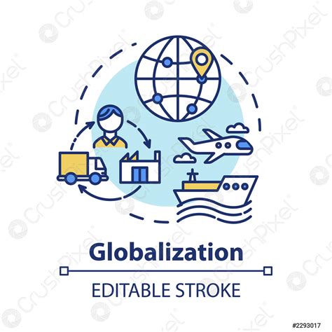 globalización concepto icono economía internacional distribución global vector de stock