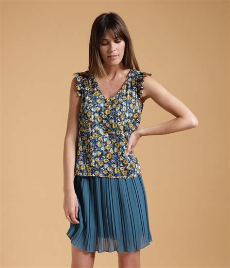 Jupe longue voile double tres fluide. Jupe plissée en voile - 34,90€ - Edji