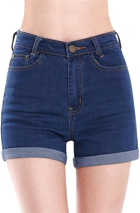 Orandesigne Femmes Été Vintage Casual Taille Haute Sertissage Short En Jean Shorts Jeans Hot
