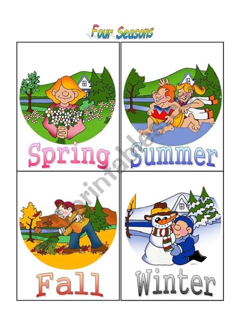 Four Seasons Flash Cards ESL Worksheet By Blubird