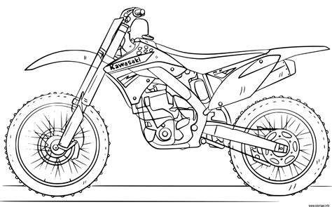 Coloriage Moto Cross De Course Kawasaki Dessin Moto à Imprimer