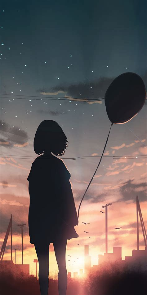 1080x2160 Anime Girl With Balloon In Hand One Plus 5thonor 7xhonor