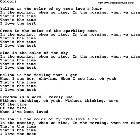 Joan Baez Song Colours Lyrics