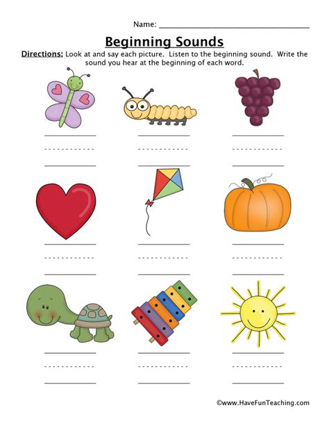 Beginning Sounds Objects Worksheet • Have Fun Teaching