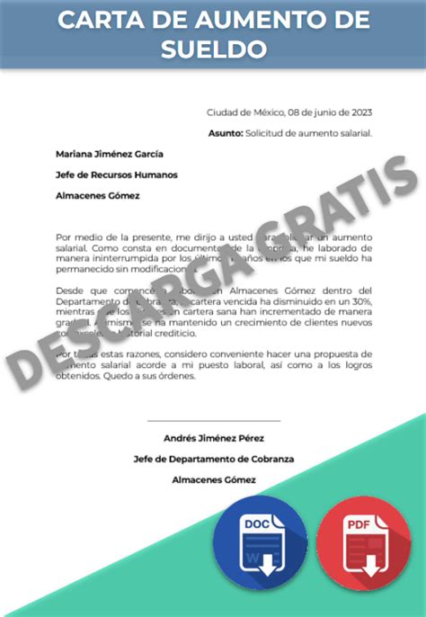 Carta De Aumento De Sueldo Ejemplos Y Formatos Word PDF
