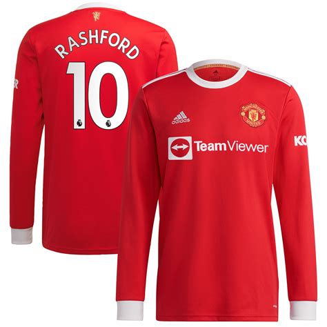 Mens Adidas Marcus Rashford Red Manchester United 202122 Home Replica