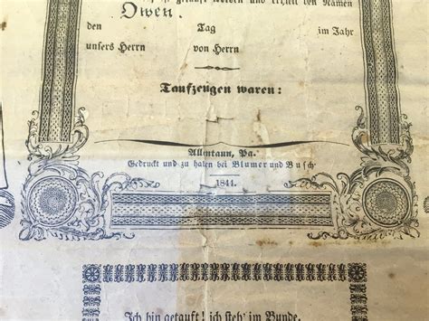 antique 1844 german birth certificate framed art document etsy