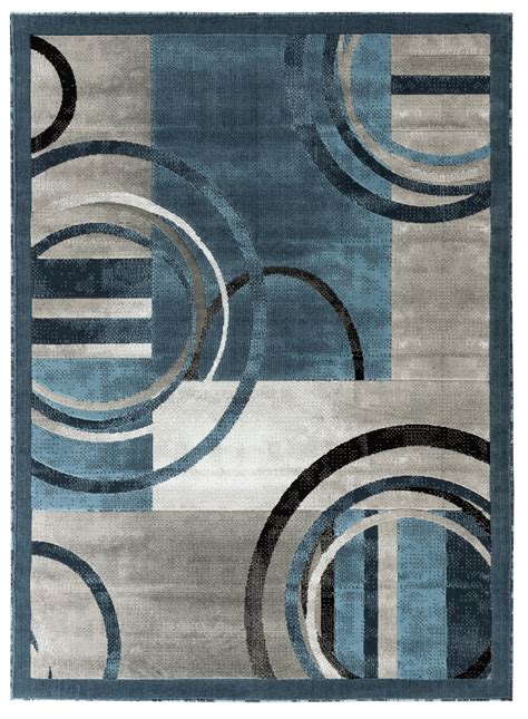 Newport Collection Blue Gray Abstract Modern Area Rug