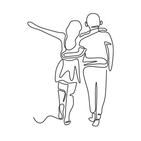 Continuous One Line Drawing Of Couple Walking 3410033 Vector Art At