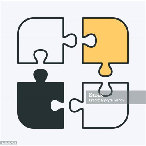 해결되지 않은 퍼즐의 벡터 아이콘입니다 로고 퍼즐 아이콘 교육 및 학습 이미지로 사용할 수 있습니다 4가지 개체에 대한 스톡