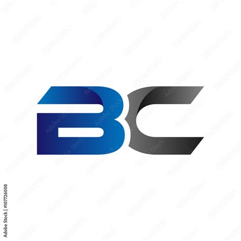 Modern Simple Initial Logo Vector Blue Grey Bc Stock Vector Adobe Stock