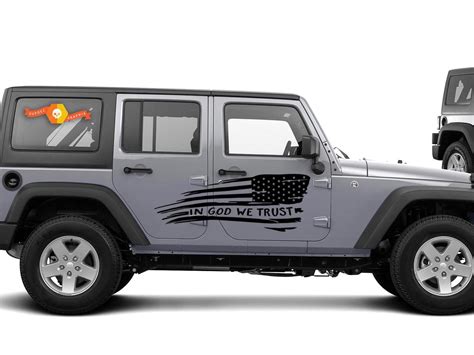 In God We Trust Flag Graphic Decal Side Body Fits Jeep Wrangler Usa Jku