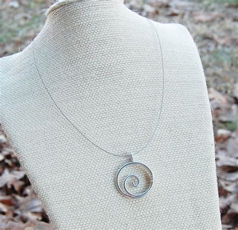 Spiral Necklace Circle Minimalist Aluminum Jewelry Silver Etsy