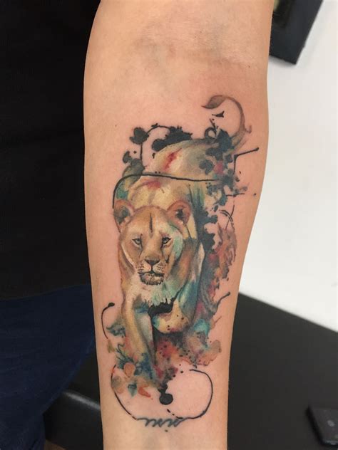 Watercolor Lioness And Cub Tattoo Viraltattoo