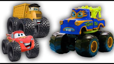 Mcqueen & Colossus with Giant Wheels Meet Monster Trucks Kids Rhymes
