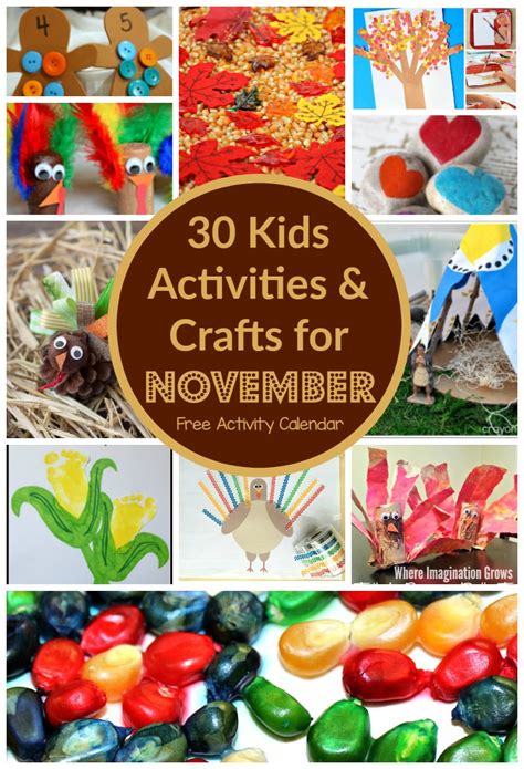30 Days Of Kids Activities For November Free Activity Calendar Where