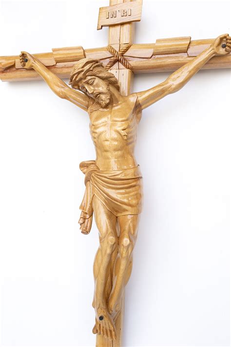30 Inch Cross Jesus Christ Crucifixion Statue Catholic Handmade Carved