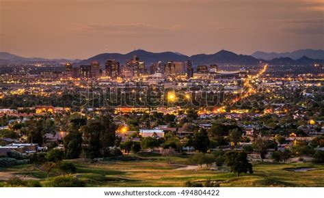 Aerial View Phoenix Arizona Skyline Sunset Stock Photo Edit Now 494804422
