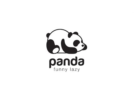 Free Vector Panda Bear Silhouette Logo Design Template Funny Lazy